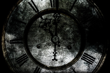 Fototapeta na wymiar vanishing clock with roman numerals. concept is transient