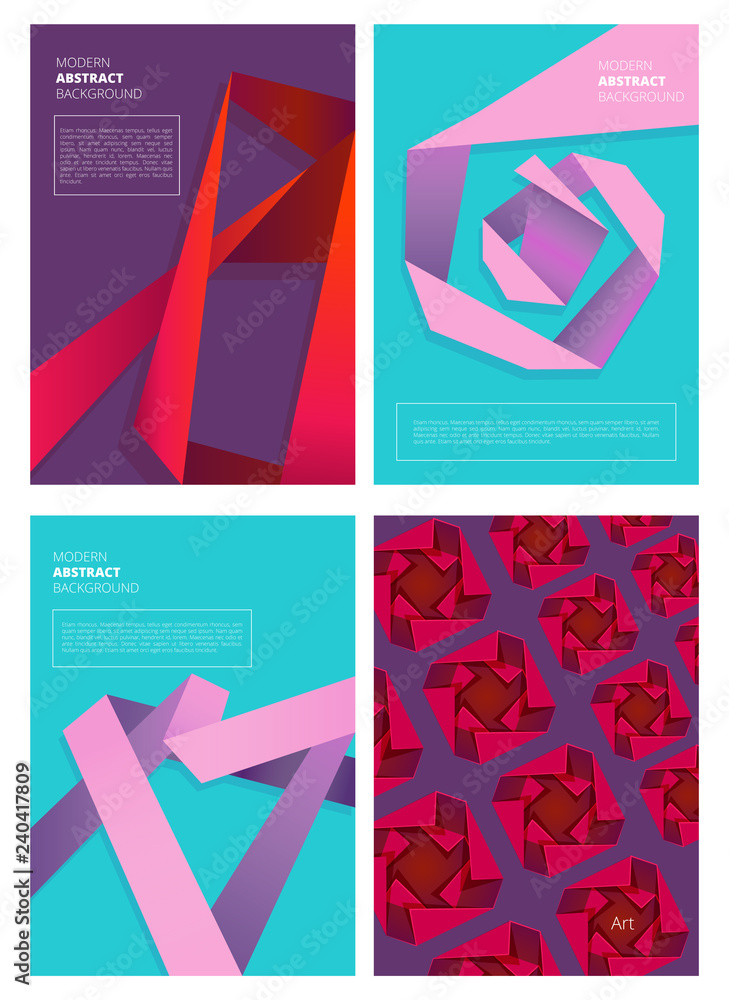Poster abstract magazine covers. modern colored shapes gradient forms geometry design vector background wit