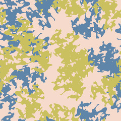 Urban camouflage of various shades of blue, yellow and beige colors