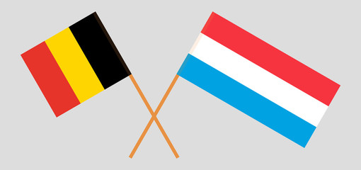 Luxembourg and Belgium. The Luxembourgish and Belgian flags. Official proportion. Correct colors. Vector