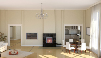 interior visualization, 3D illustration