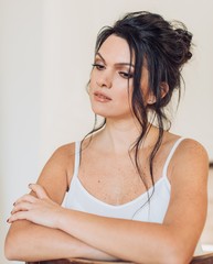 Sexy beautiful brunette woman in studio