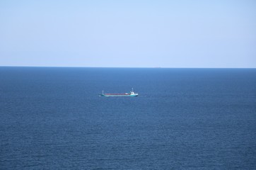 Container Ship in Baltic Sea between Germany and Sweden 
