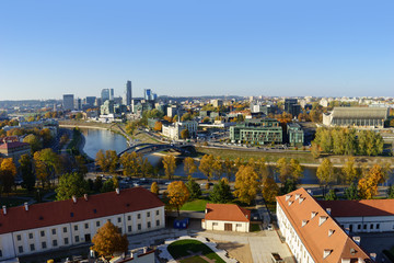 Fototapeta na wymiar Autumn panorama of Vilnius, Lithuania