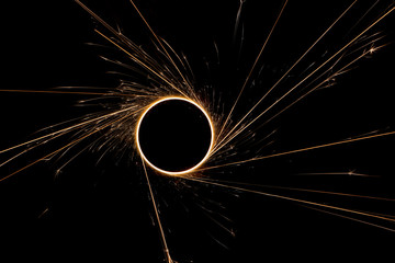 beautiful sparkler in a circle on a black background