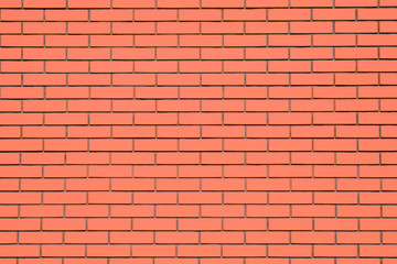 Coral brick wall background. Living Coral textural brick wall, color swatch 