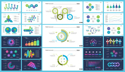 Creative business infographic design for startup concept. Can be used for business project, annual report, web design. Option chart, process chart, organizational chart, donut diagram, flowchart - obrazy, fototapety, plakaty