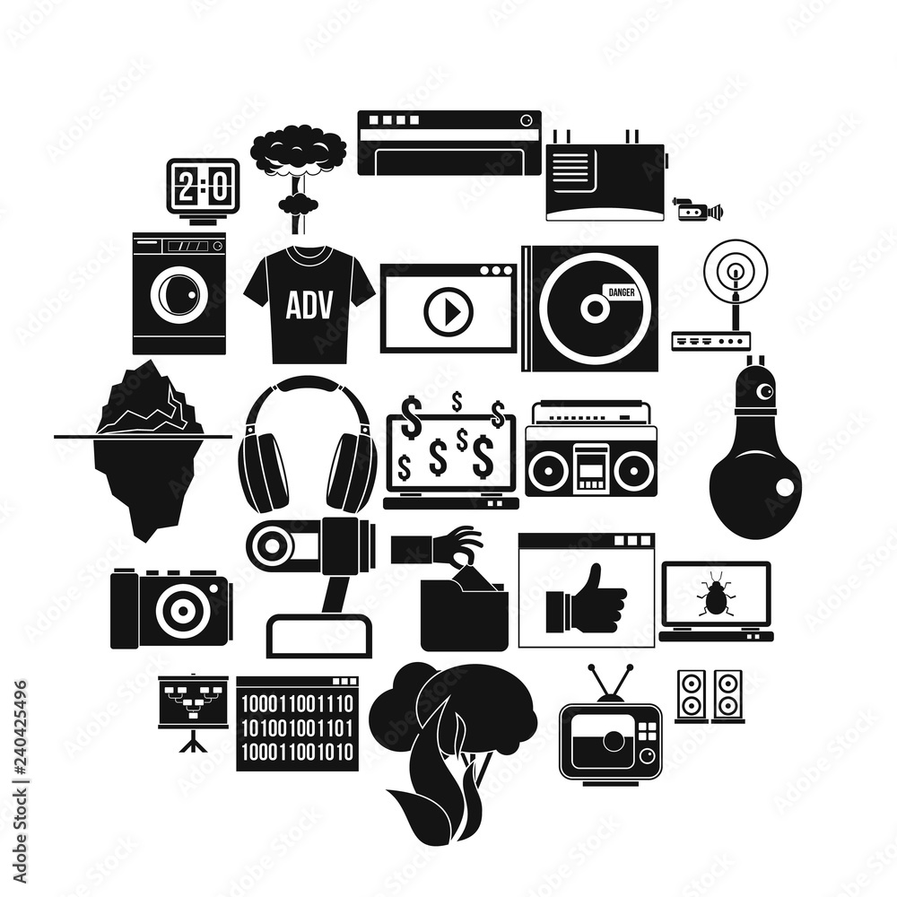 Poster telly icons set. simple set of 25 telly vector icons for web isolated on white background