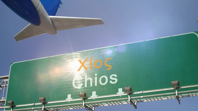 Airplane Take off Chios Island