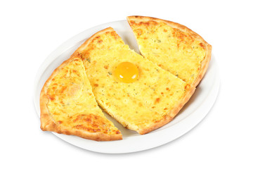 Turkish traditional Karadeniz pide with cheese. Peynirli pide. Isolated on white background