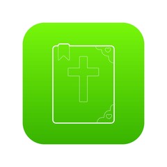 Bible icon green vector isolated on white background