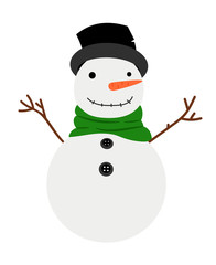 Snowman cartoon vector winter icon isolated on white background
