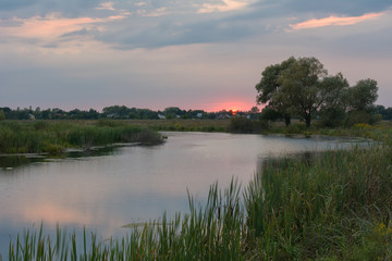 Sunset over the lake