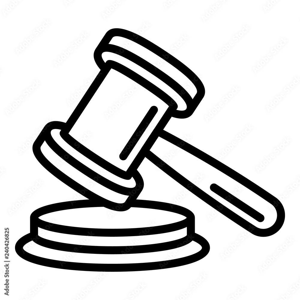 Poster judge gavel icon. outline judge gavel vector icon for web design isolated on white background
