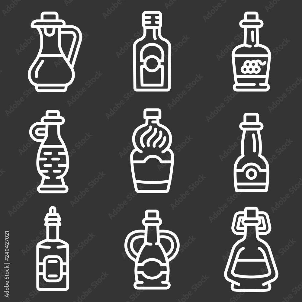 Aufkleber vinegar icon set. outline set of vinegar vector icons for web design isolated on gray background