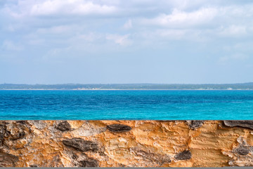 Fototapeta na wymiar Colorful exotic seascape near Zanzibar shore in Africa