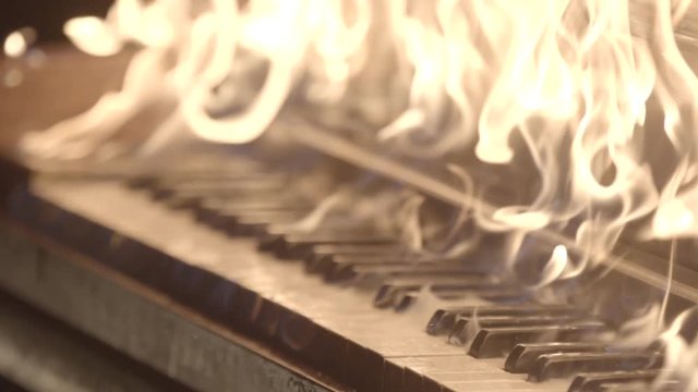 Piano is on fire / Slow-motion shot on Red Epic 240fps