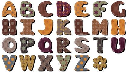 scrapbook alphabet on white background 