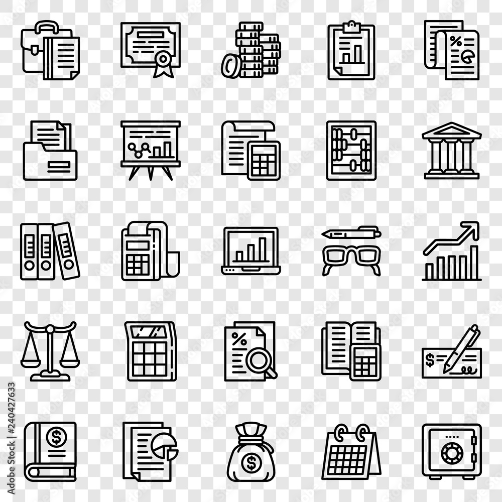 Aufkleber accounting icon set. outline set of accounting vector icons for web design