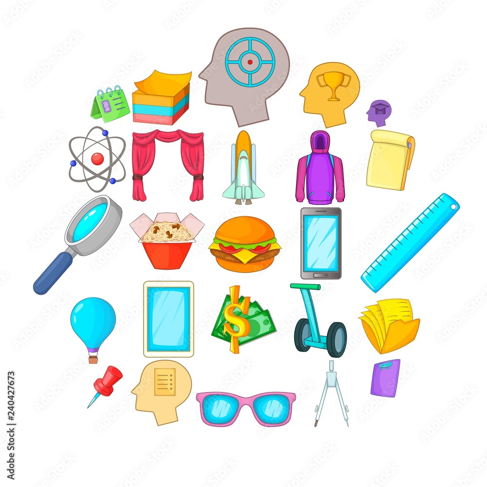 Poster science project icons set. cartoon set of 25 science project vector icons for web isolated on white 