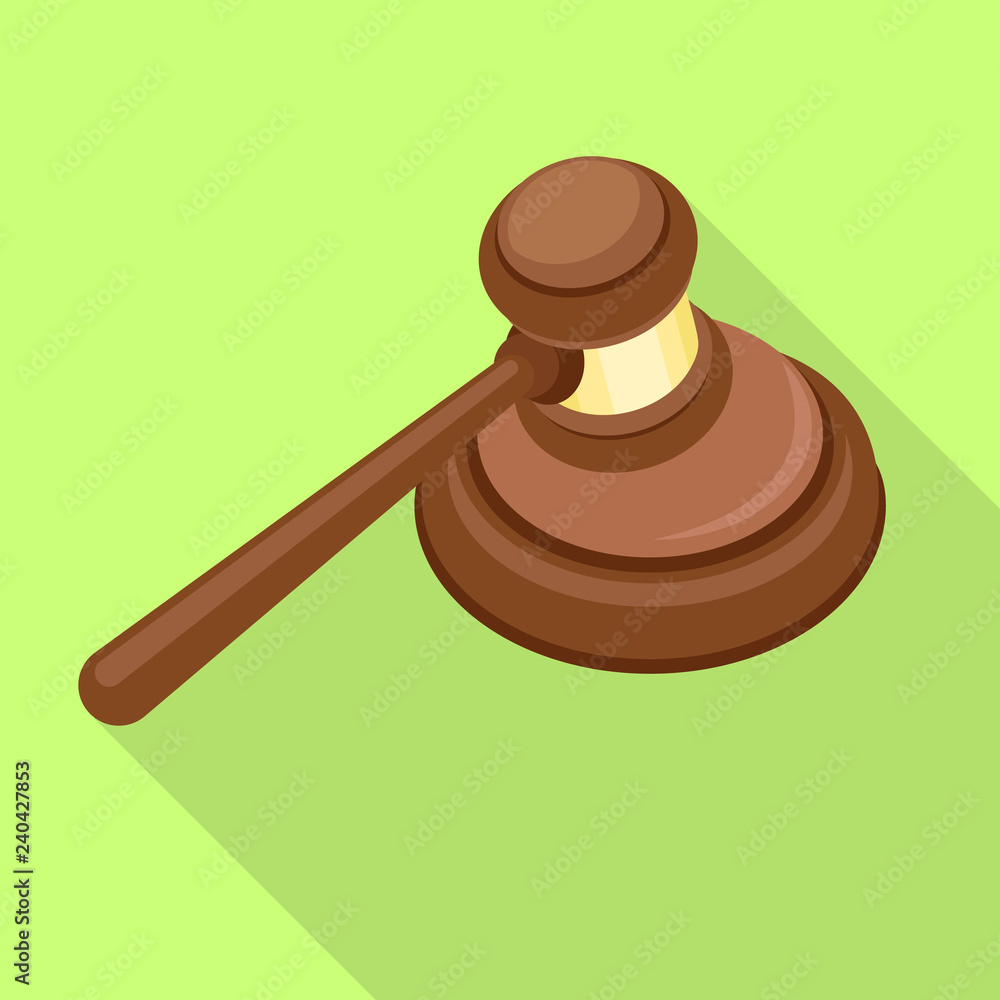 Aufkleber wood judge hammer icon. flat illustration of wood judge hammer vector icon for web design