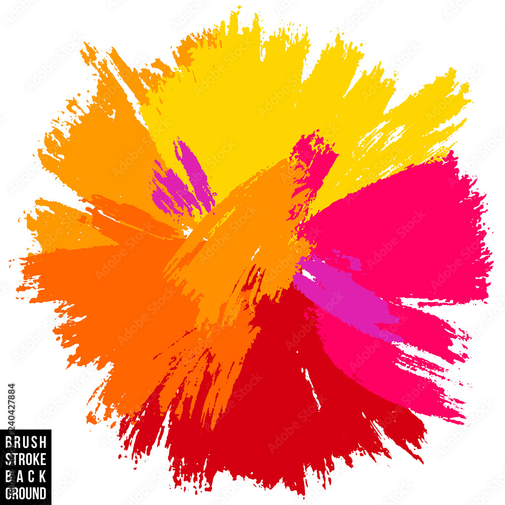 Poster artistic backdrop, vector with brush strokes, brush paint look background round shape with colorful 