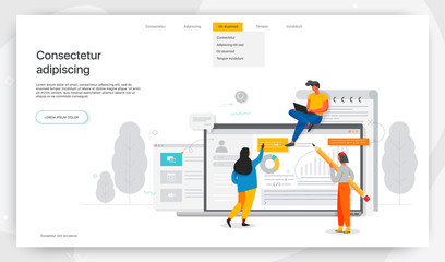 Office workers are studying the infographic, modern concept for web banners, websites, printed products, filling out resumes, hiring employees. Vector illustration 