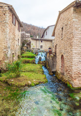 Fototapeta na wymiar Rasiglia (Italy) - A very little stone town in the heart of Umbria region, named 