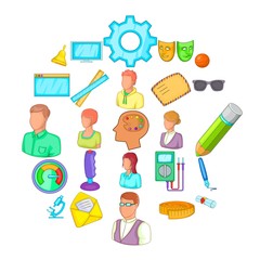 Teacher training icons set. Cartoon set of 25 teacher training vector icons for web isolated on white background