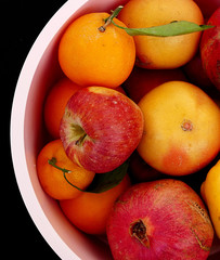 fruit berries in winter berries, apple, orange, mandarin, banana, pomegranate, quince