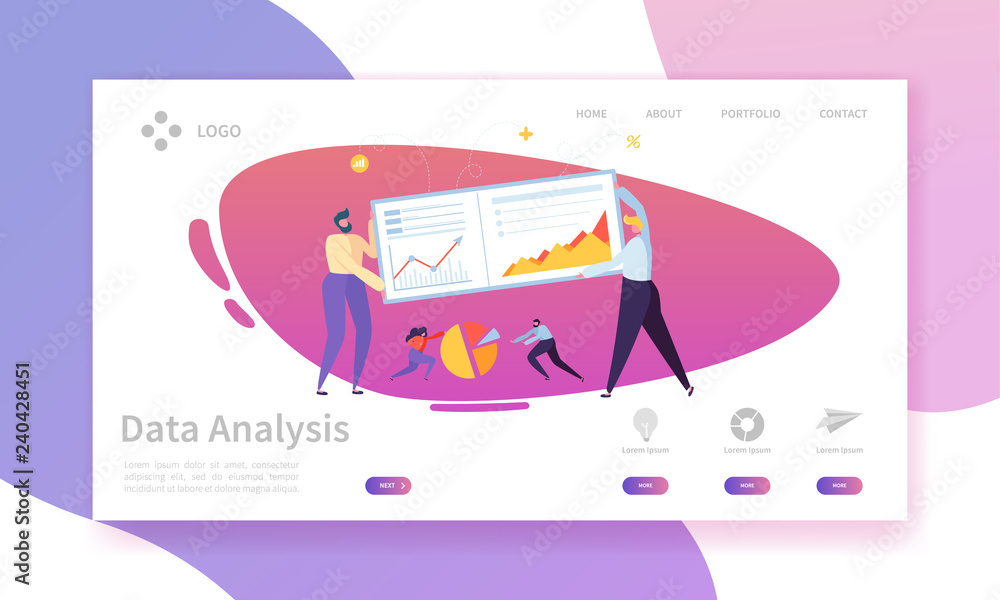 Poster digital marketing analysis report chart landing page. business strategy analyzing for progress by ch