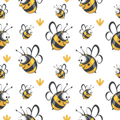 Cute seamless bee pattern 