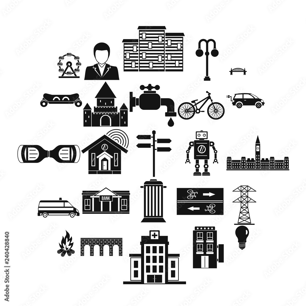 Poster urban hobby icons set. simple set of 25 urban hobby vector icons for web isolated on white backgroun