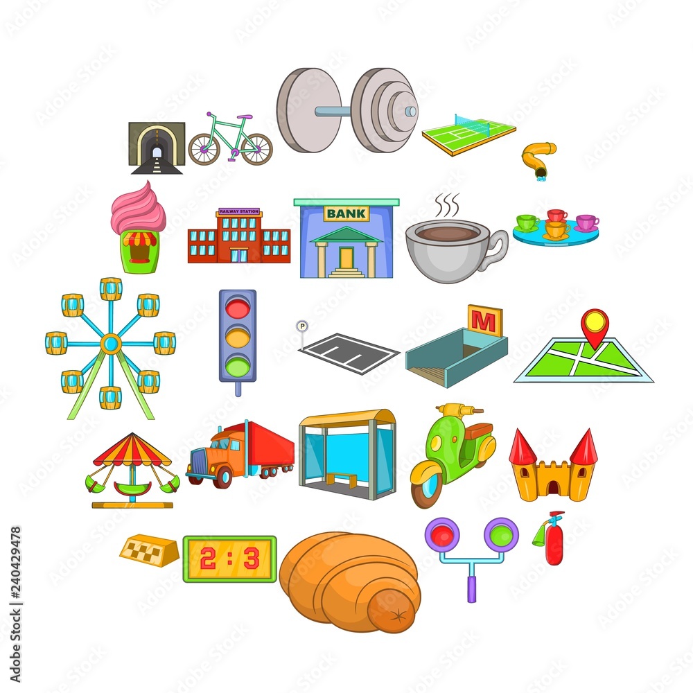 Poster infrastructure icons set. cartoon set of 25 infrastructure vector icons for web isolated on white ba