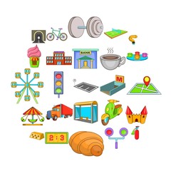 Infrastructure icons set. Cartoon set of 25 infrastructure vector icons for web isolated on white background