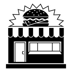 Burger street shop icon. Simple illustration of burger street shop vector icon for web design isolated on white background
