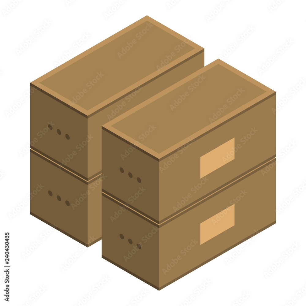 Poster stack of boxes icon. isometric of stack of boxes vector icon for web design isolated on white backgr