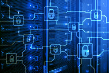 Blochain information encryption. Cyber security, crypto currency.