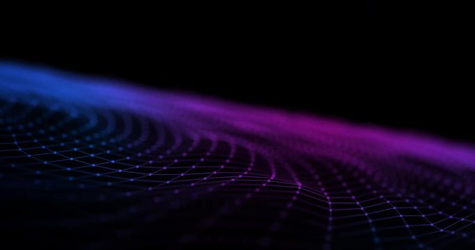 3D Wireframe Abstract Background Animation With Moving Lines - Technology And Internet Connection Concept
