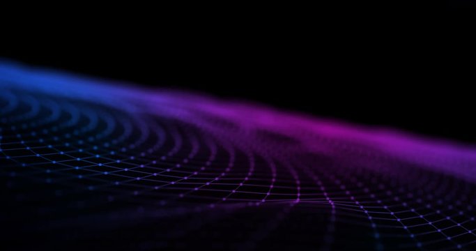 3D Wireframe Abstract Background Animation With Moving Lines - Technology And Internet Connection Concept