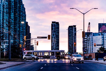 Mississauga Canada skyline at sunset