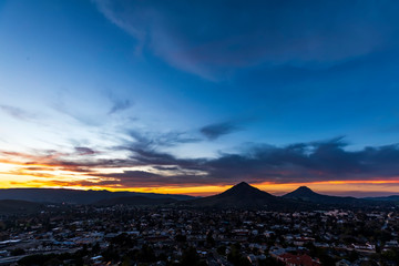 Dusk with Silhouette of Mountains