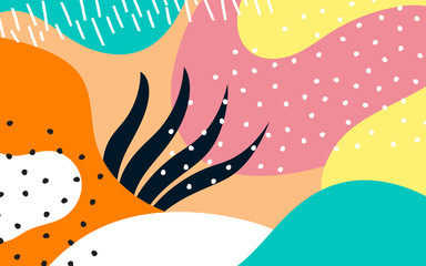 Abstract background with hand drawn textures, memphis style