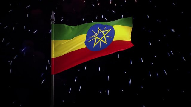 New year firework flag of Ethiopia