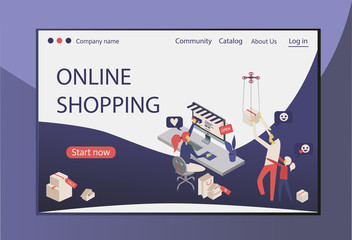 Landing page template of online shopping. Modern flat design concept of web page design for website and mobile website. Easy to edit and customize. Vector illustration