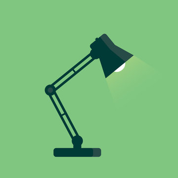 Table Lamp Icon, Flat Design Style. Desk Lamp Modern Vector Illustration