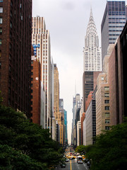 New York, USA - August 14, 2012: Quiet traffic on the streets of New York during the summer