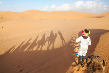 Fototapeta na wymiar camel tour in the sahara desert