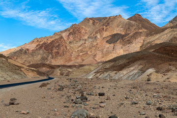Artist's Drive winds through the mountains at Artist's Palette in Death Valley National Park, California, USA