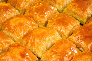 Traditional, delicious Turkish baklava . Antep baklava.
